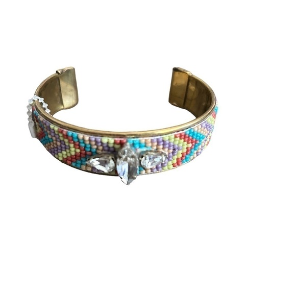Multicolored Bead & Crystal Goldtone Cuff Bracelet by Stephan & Co. - Picture 3 of 14